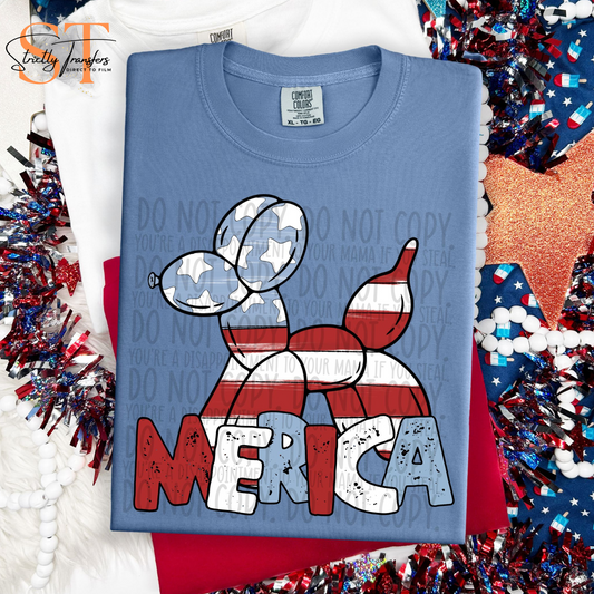 Merica Balloon Dog Direct to Film Transfers