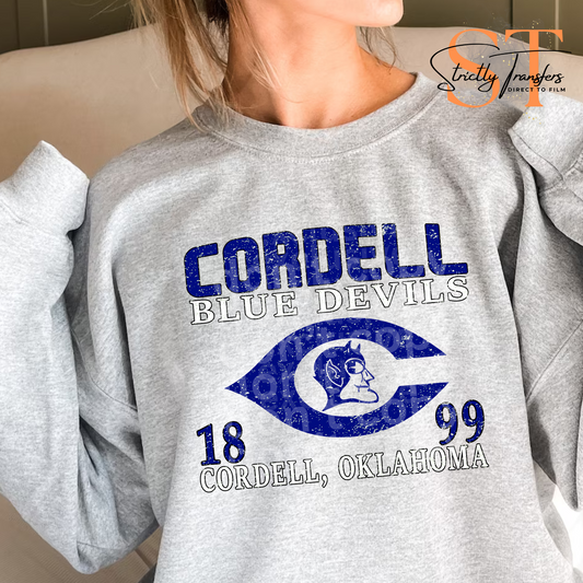 Cordell Blue Devils 1899  Weathered Direct to Film Transfers