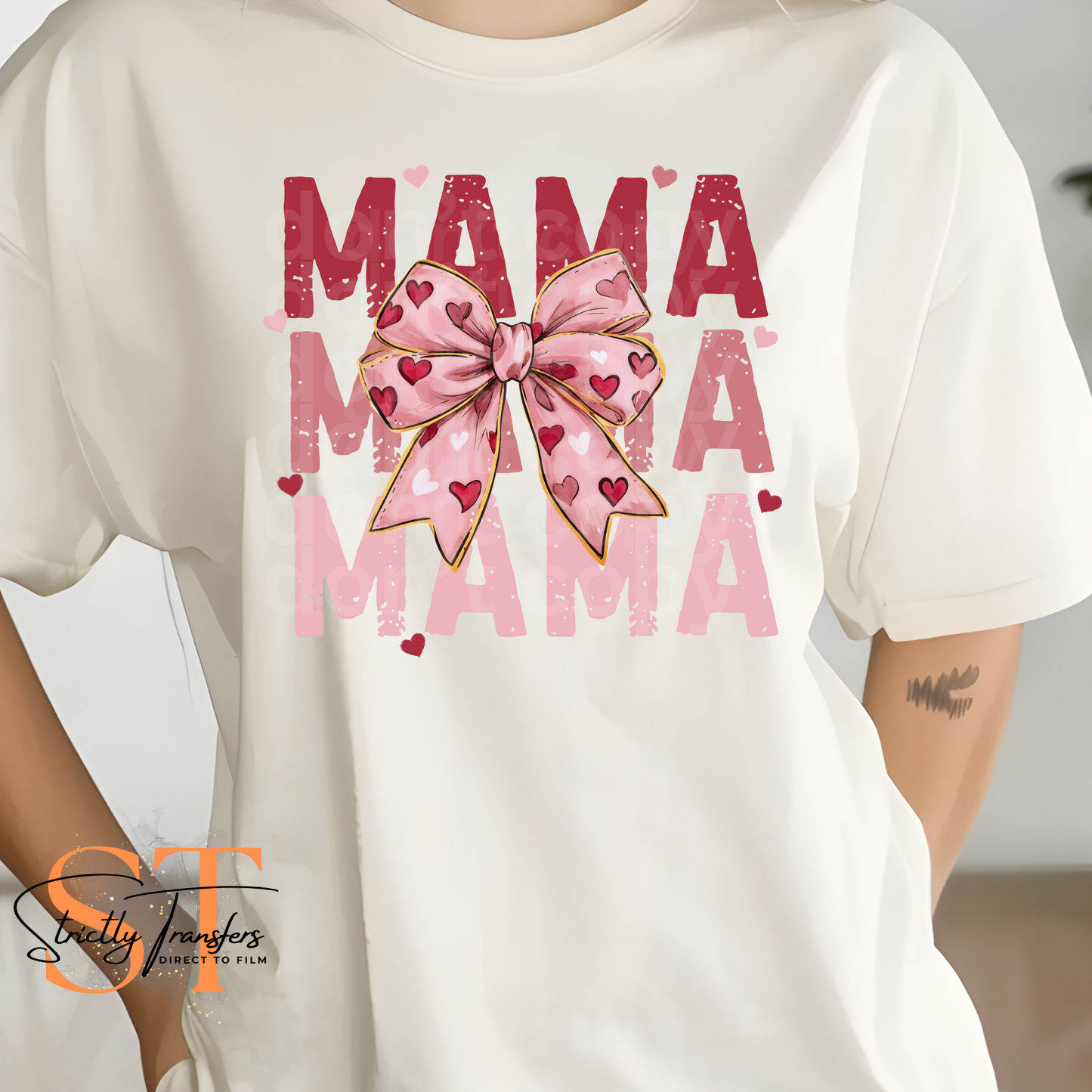 Mama Pink Bow Direct to Film Transfers