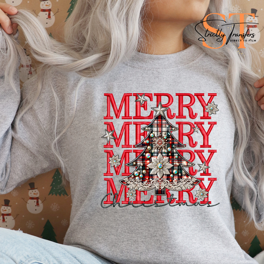 Merry Merry Merry Faux Embroidery Direct to Film Transfers