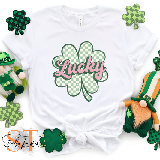 Lucky Checkered Direct to Film Transfers