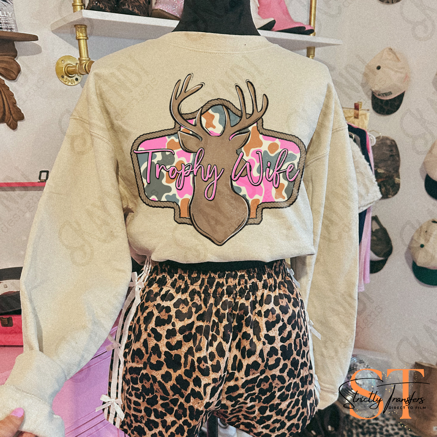 Trophy Wife Pink Direct to Film Transfers