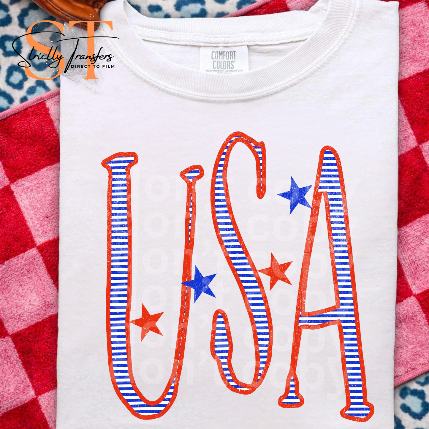USA Striped Doodle Direct to Film Transfers