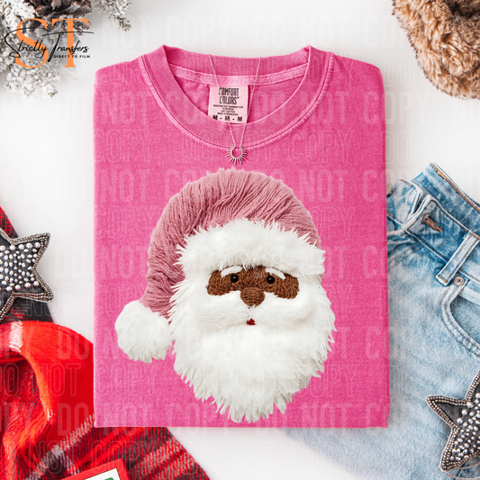Pink Santa Faux Yarn Direct to Film Transfers