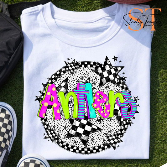 Antlers Neon Checker Direct to Film Transfers