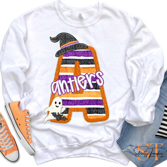 Halloween Mascot Initial Antlers Direct to Film Transfers