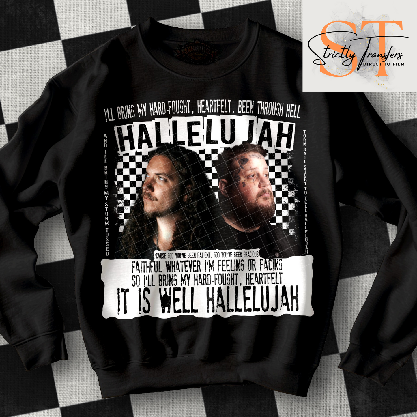 Hard Fought Hallelujah Checkered- 2 options Direct to Film Transfers