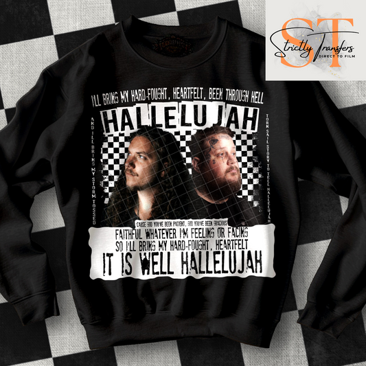 Hard Fought Hallelujah Checkered- 2 options Direct to Film Transfers