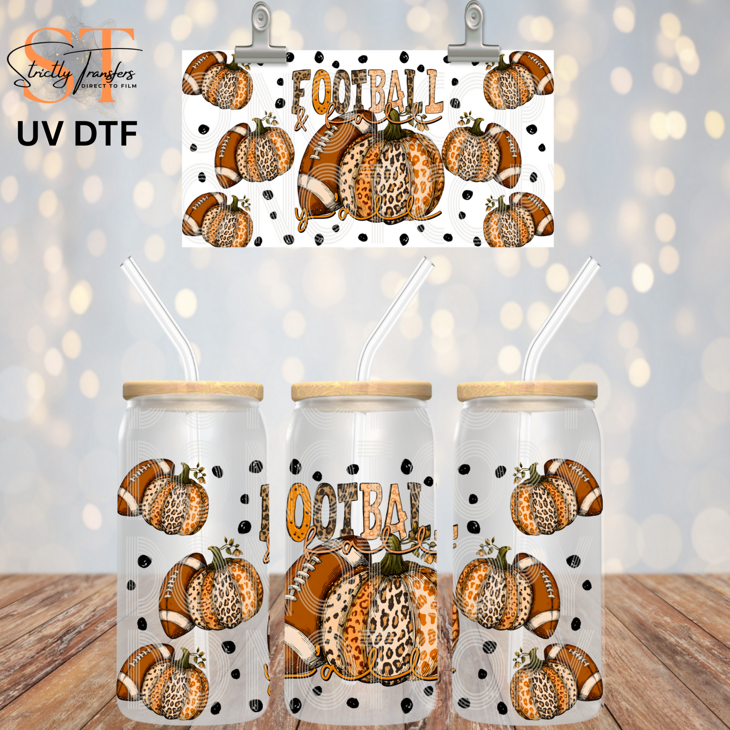 Football & Fall UV Libbey Wrap Direct to Film Wraps