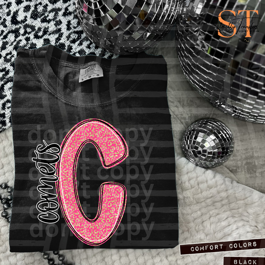 Comets Pink Leopard Initial Direct to Film Transfers