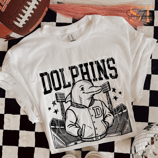 Dolphins Letterman Jacket Direct to Film Transfers