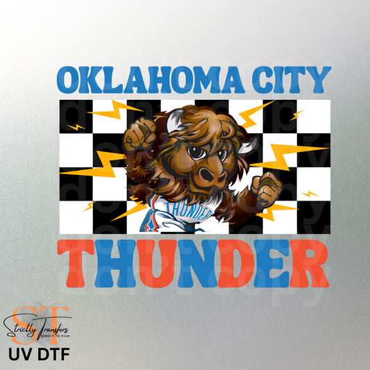 Thunder Checkered Mascot UV Direct to Film Stickers/Decals