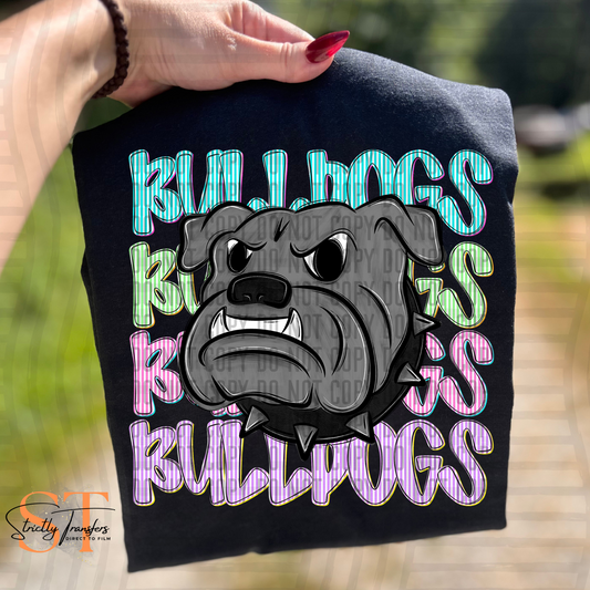 Bulldogs Seersucker Mascot Head Direct to Film Transfers