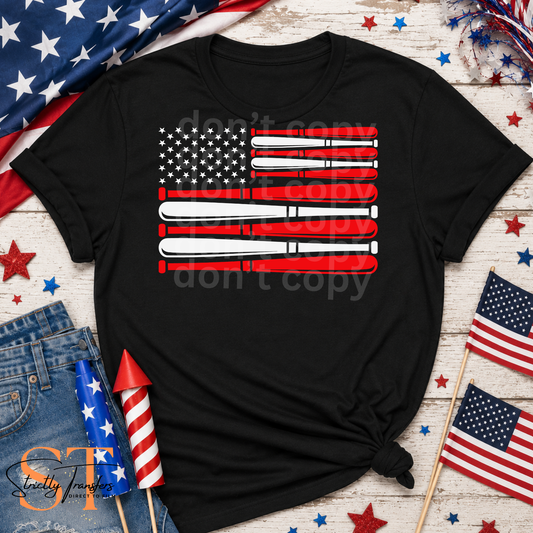 American Flag Baseball Bat - 2 Colors Direct to Film Transfers