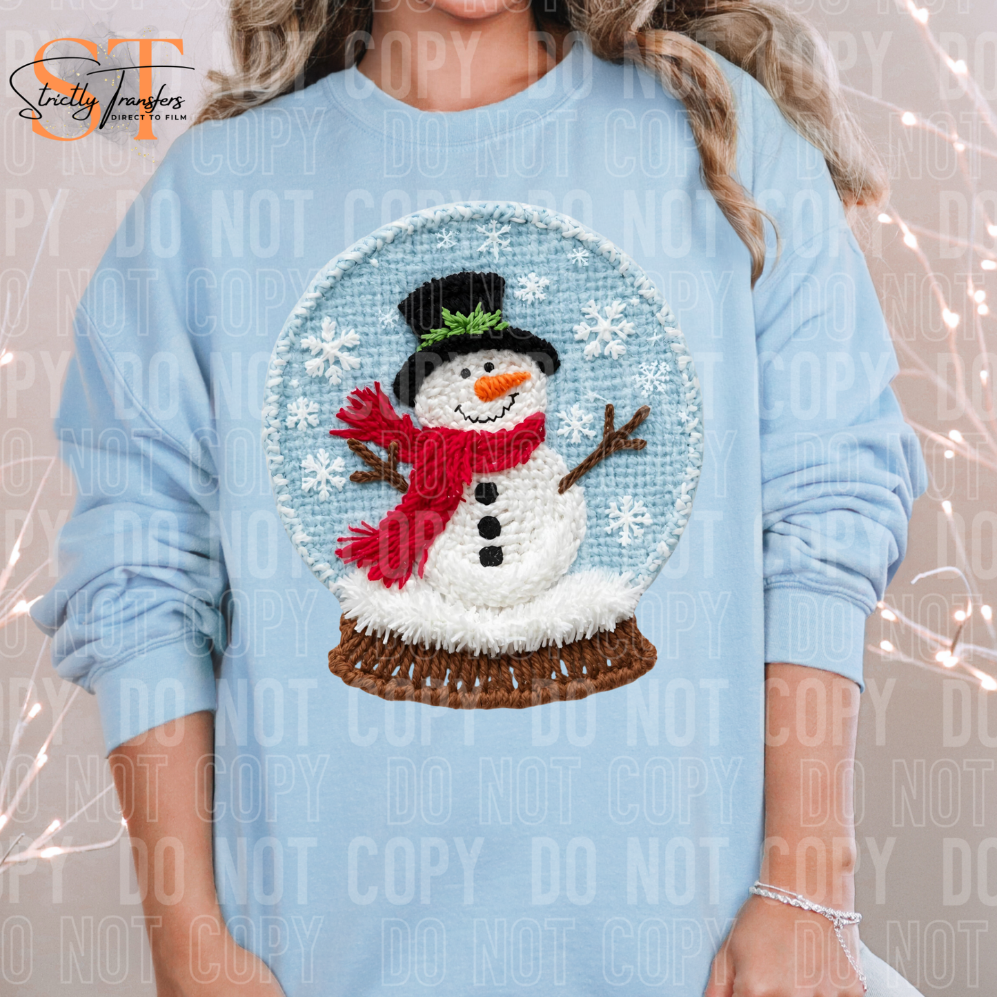 Snowman Snow Globe Faux Yarn Direct to Film Transfers