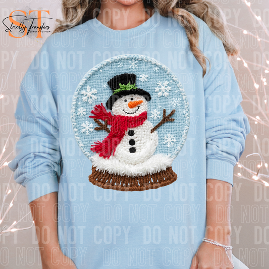 Snowman Snow Globe Faux Yarn Direct to Film Transfers