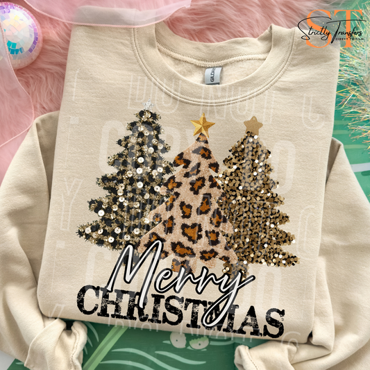 Merry Christmas Faux Yarn & Sequin Trees Direct to Film Transfers