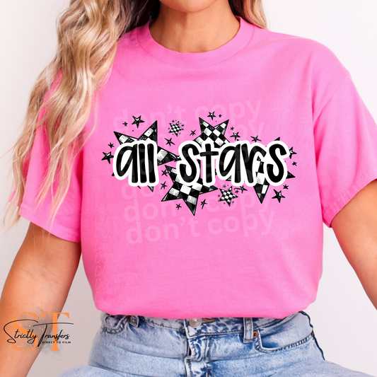 All Stars Checkered Star Direct to Film Transfers