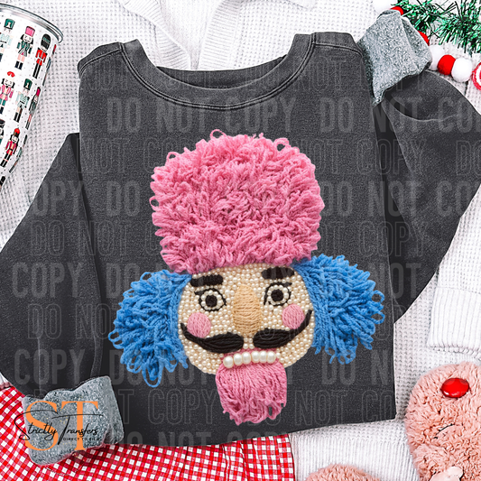 Pink & Blue Nutcracker Faux Yarn & Pearls Direct to Film Transfers