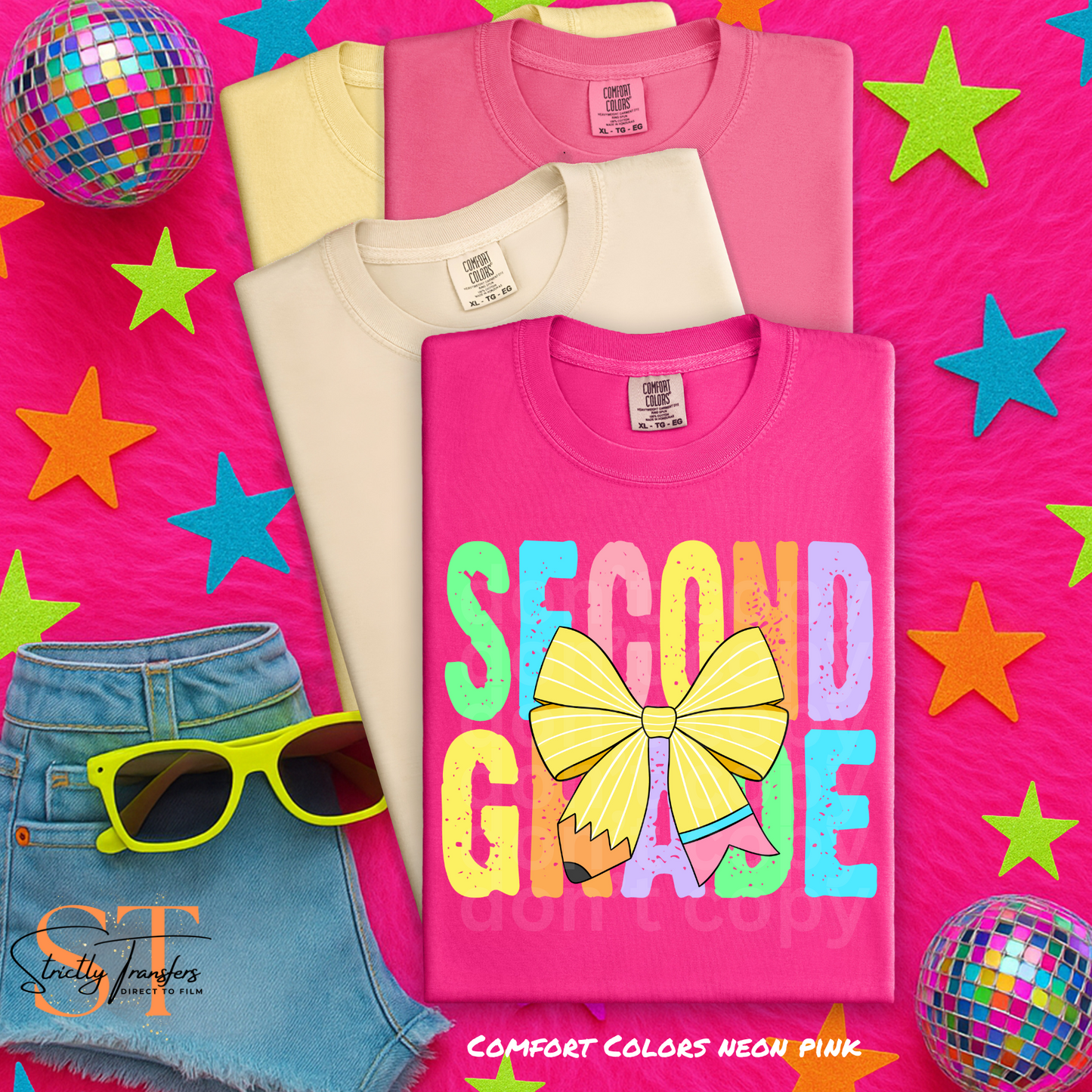 Bold Pencil Bow Grade Levels Direct to Film Transfers