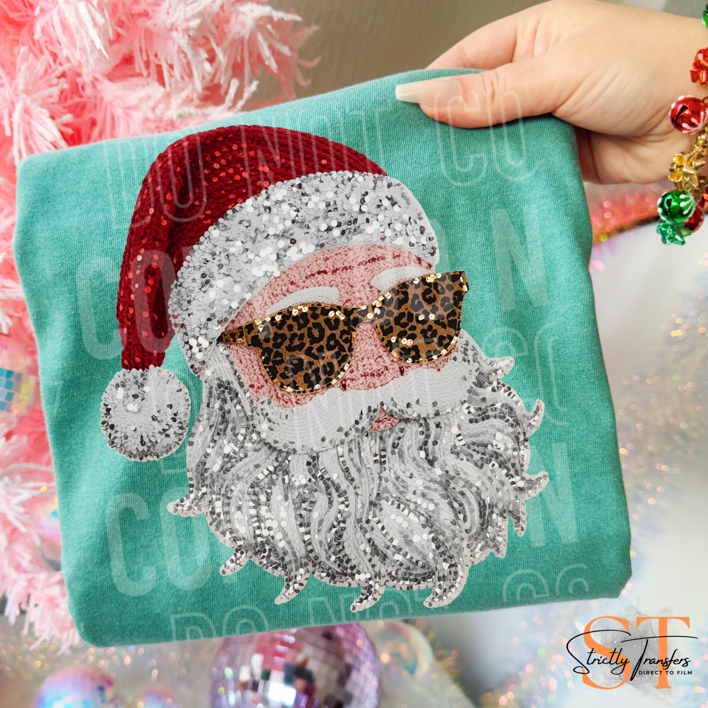 Faux Sequin Santa Direct to Film Transfers
