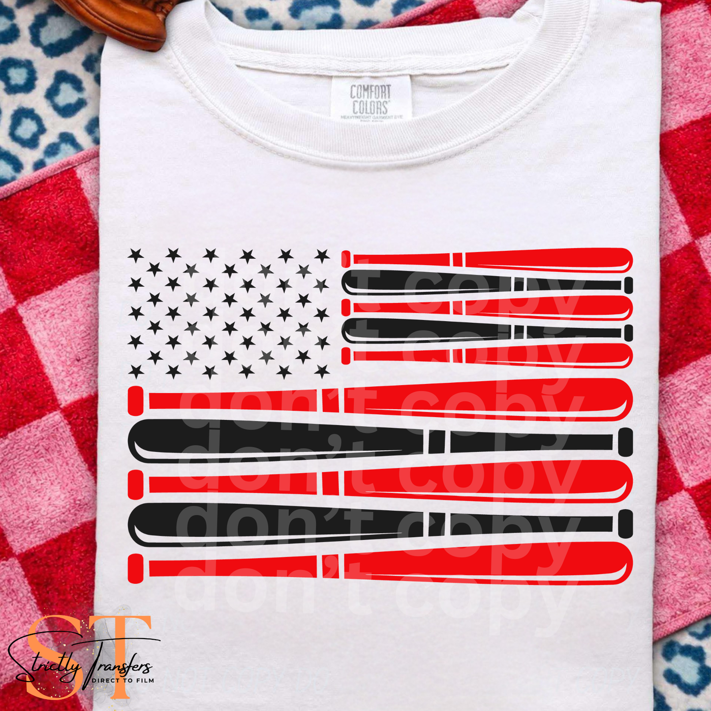 American Flag Baseball Bat - 2 Colors Direct to Film Transfers