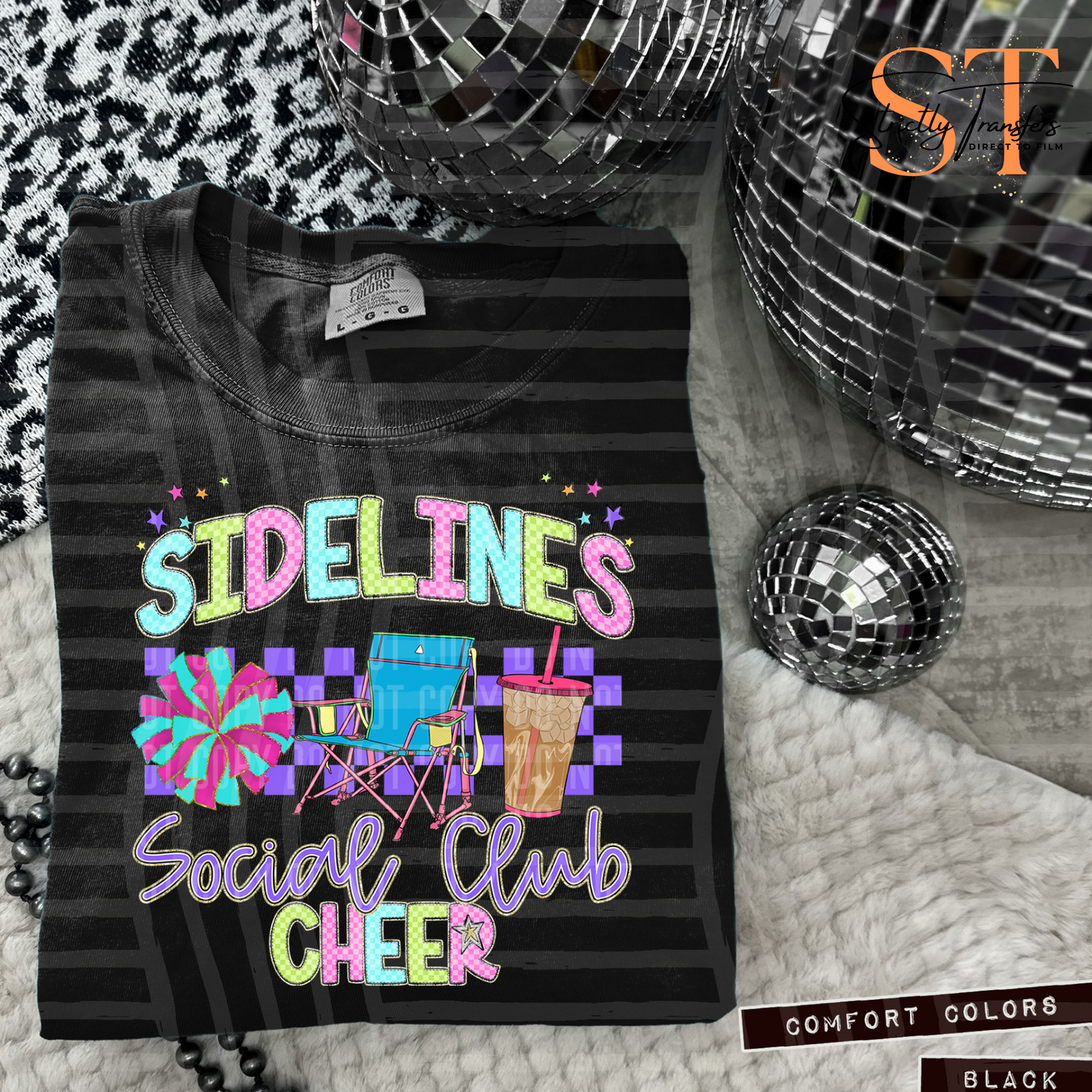 Sidelines Social Club Cheer - 2 options Direct to Film Transfers