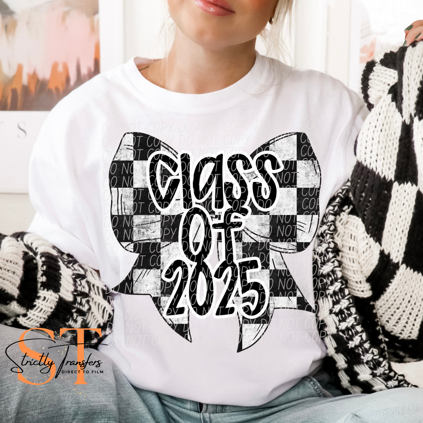 Class of 2025 Checkered Bow Direct to Film Transfers