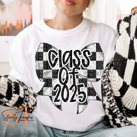 Class of 2025 Checkered Bow Direct to Film Transfers
