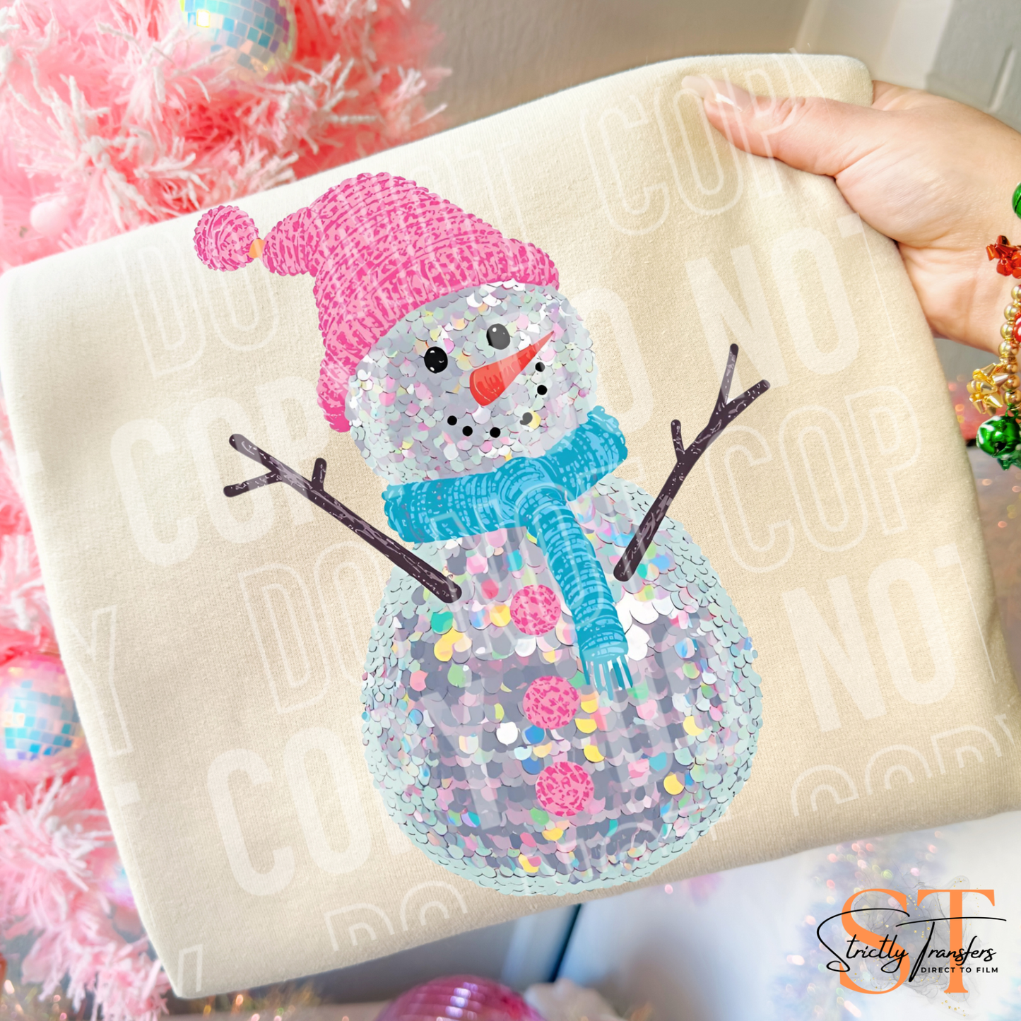 Faux Sequin Snowman Direct to Film Transfers