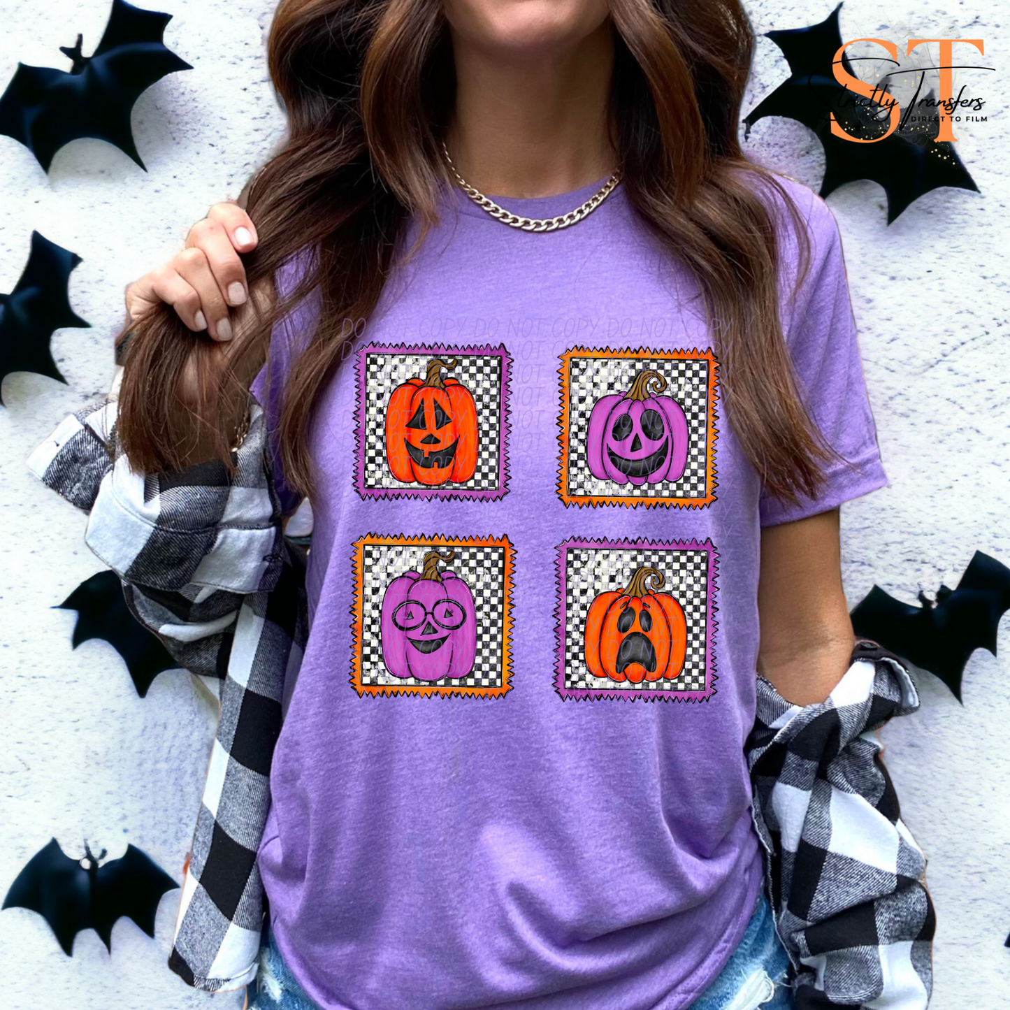 Checker Pumpkins Direct to Film Transfers