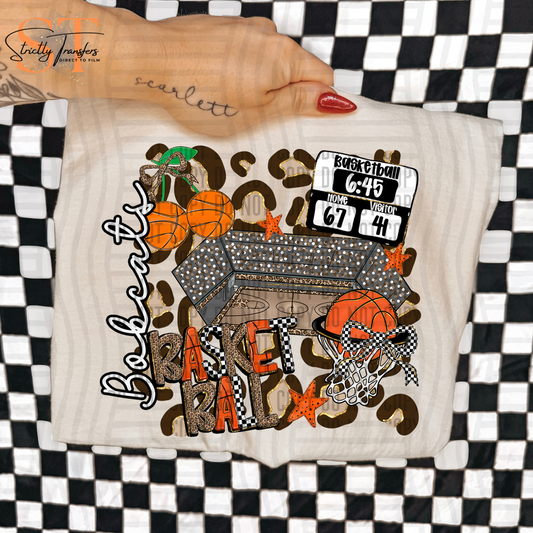 Bobcats Leopard Basketball Collage Direct to Film Transfers