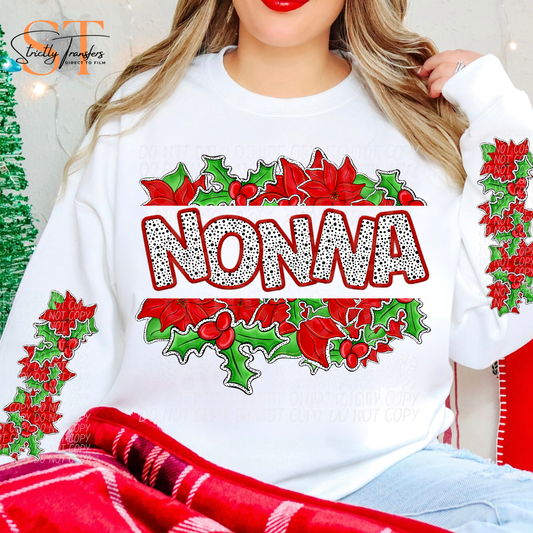 Nonna Christmas Hollies (Arm Design Option Available) Direct to Film Transfers