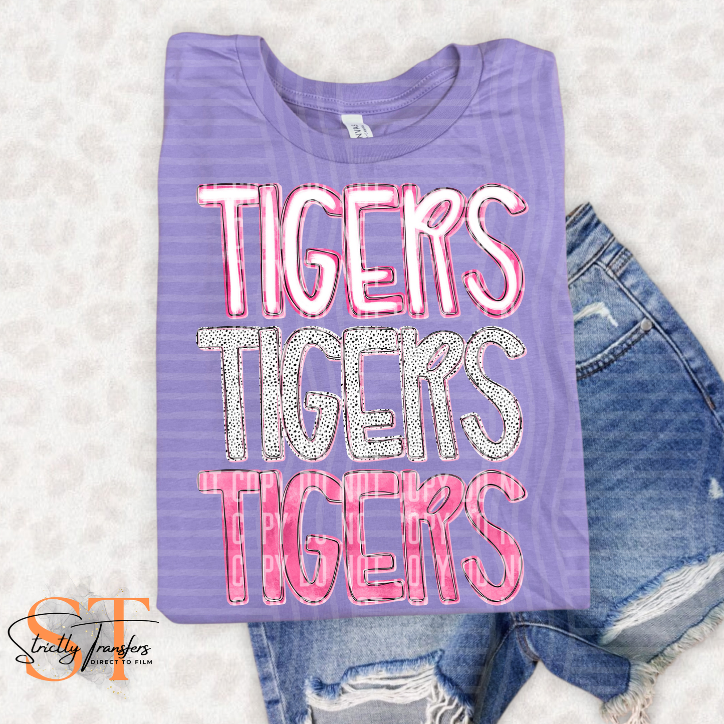 Tigers Heartpop Stacked Direct to Film Transfers