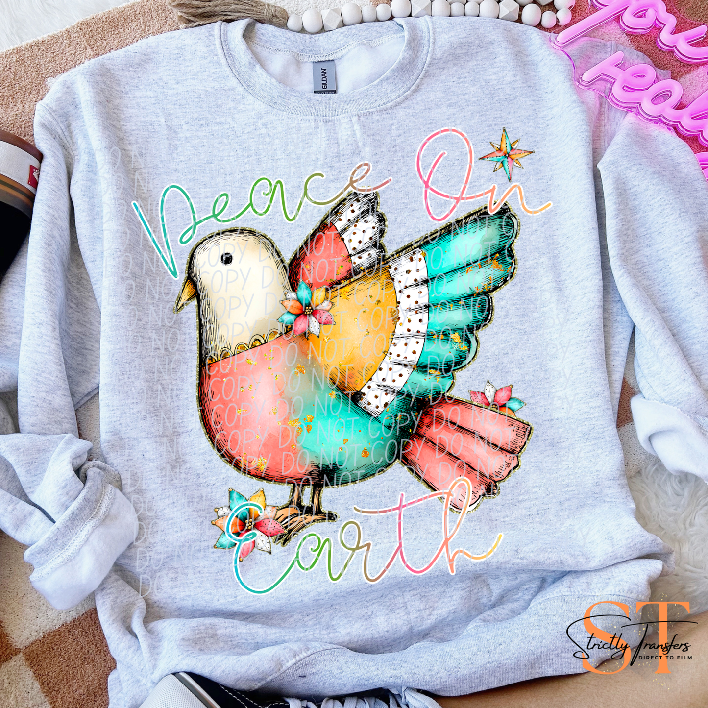 Peace on Earth Bird Direct to Film Transfers