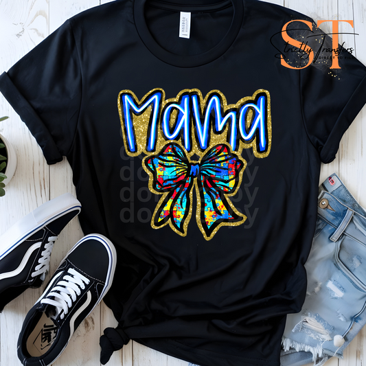 Autism Mama Puzzle Piece Bow Direct to Film Transfers