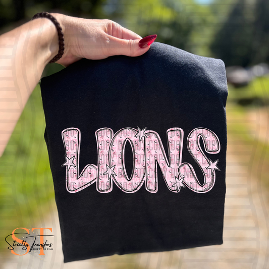 Lions Pink Disco Boo Direct to Film Transfers