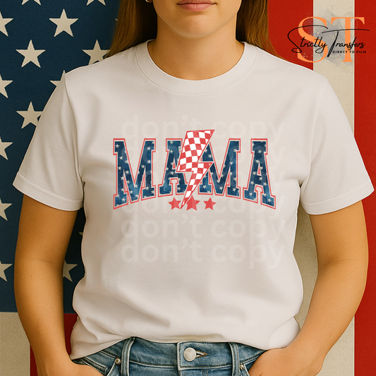 Patriotic Mama Lightning Bolt Direct to Film Transfers
