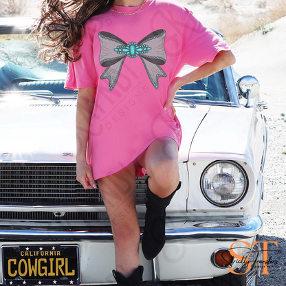 Turquoise Silver Bow Direct to Film Transfers