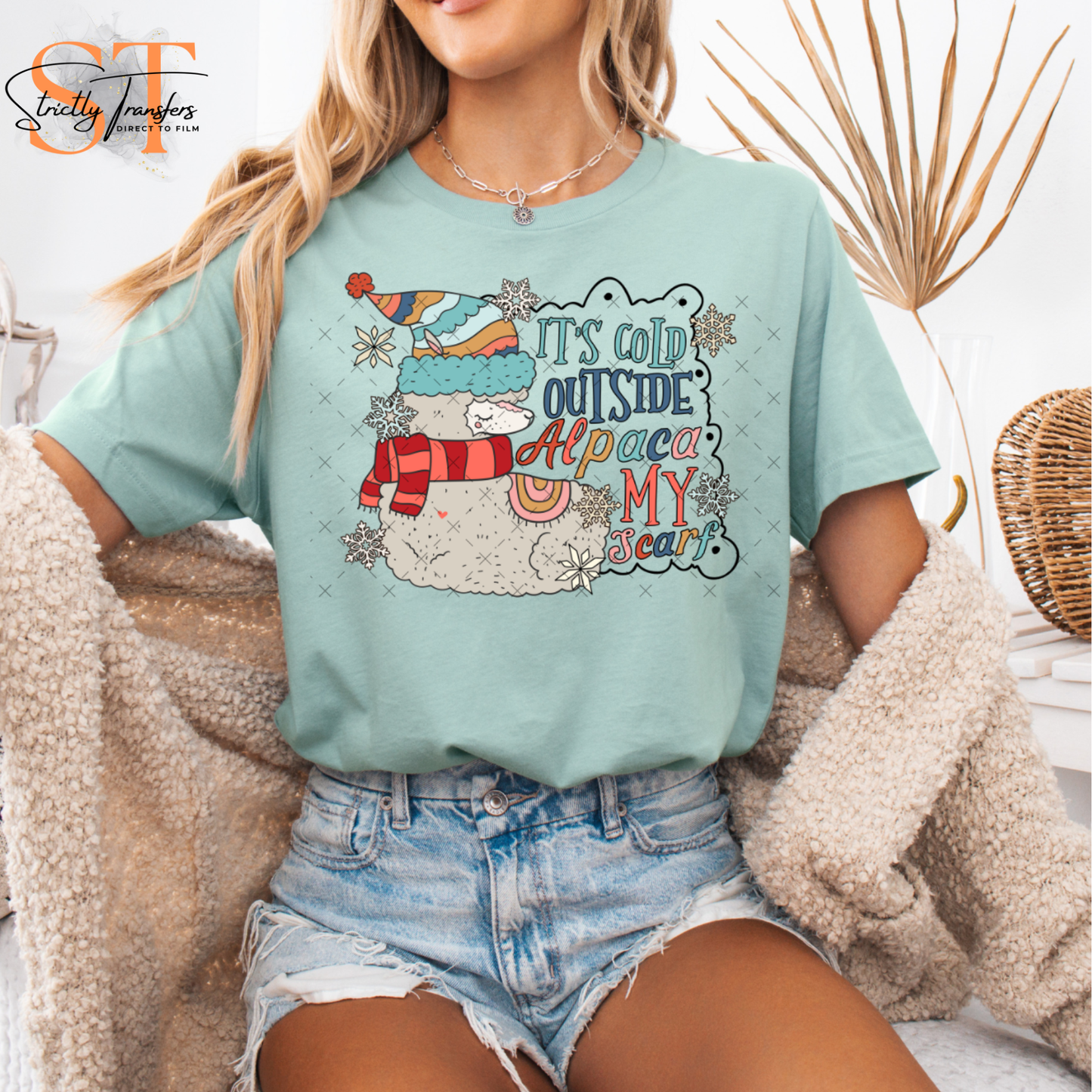 Alpaca my Scarf Direct to Film Transfers