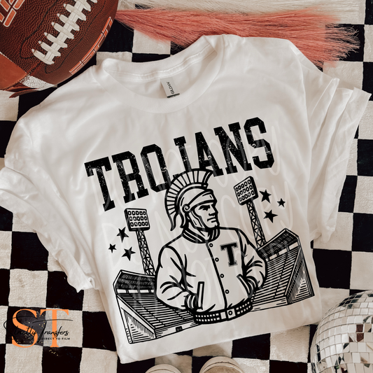 Trojans Letterman Jacket Direct to Film Transfers