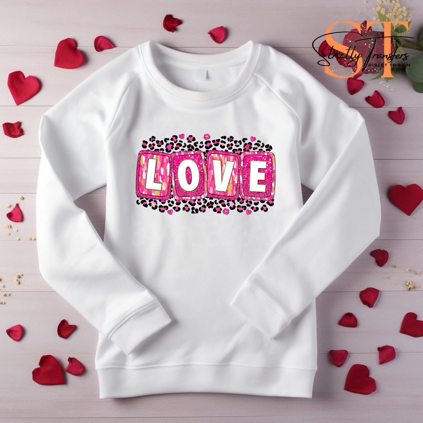 Brushstroke Glitter Love Direct to Film Transfers
