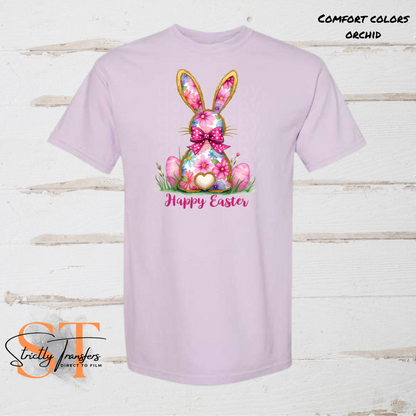 Happy Easter Floral Bunny Direct to Film Transfers