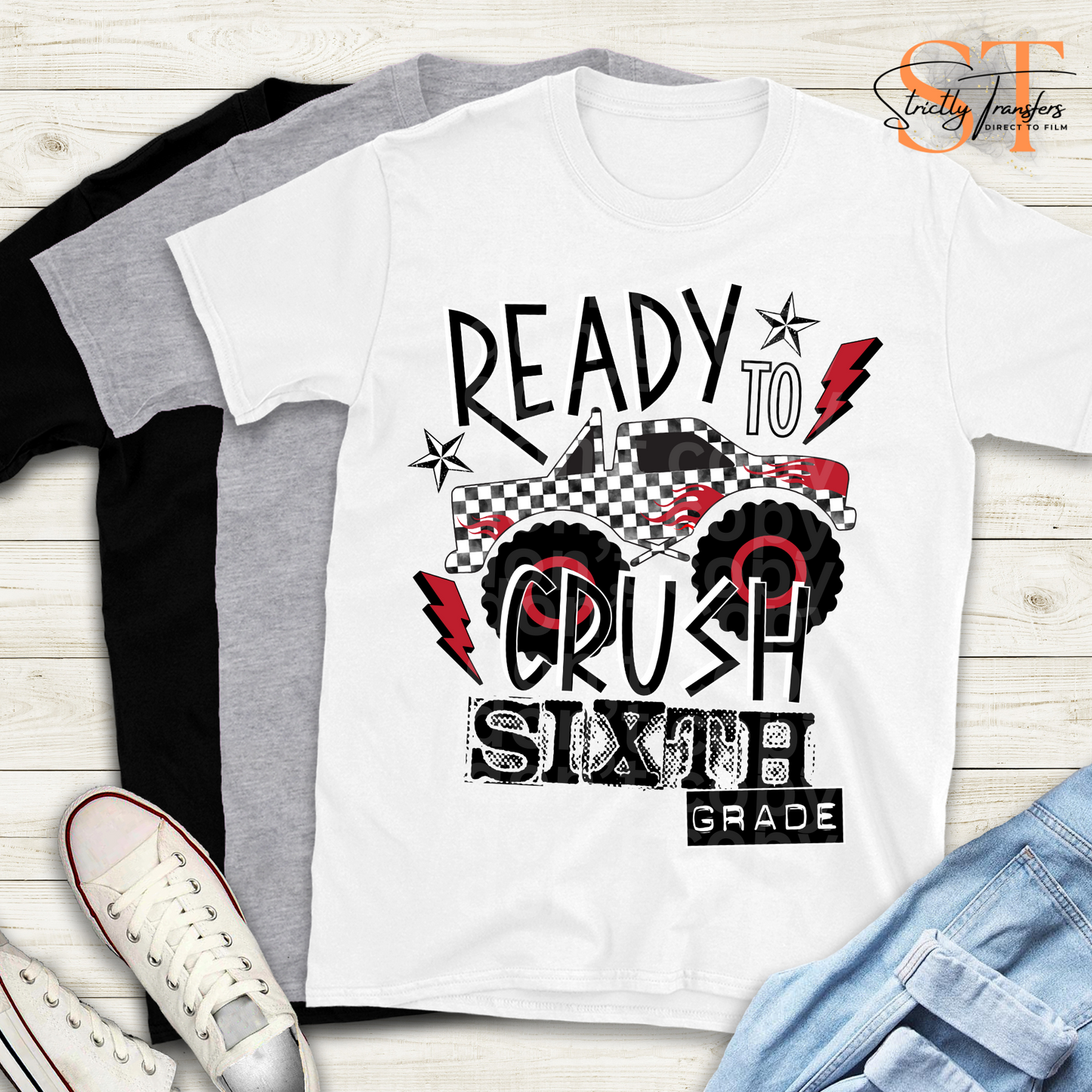 Read to Crush Red & Black Grade Levels Direct to Film Transfers