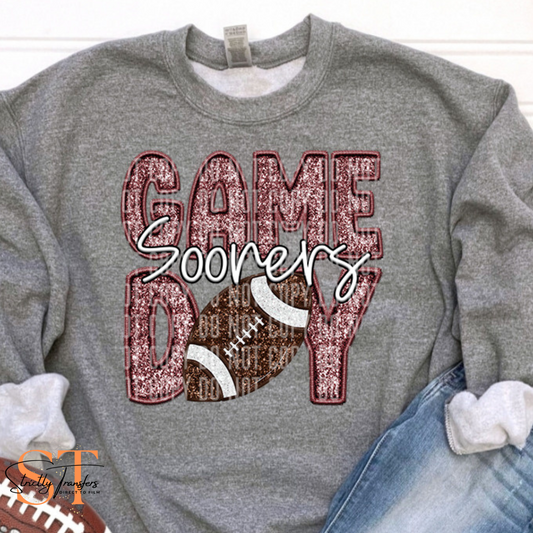 Oklahoma Football Faux Glitter Direct to Film Transfers