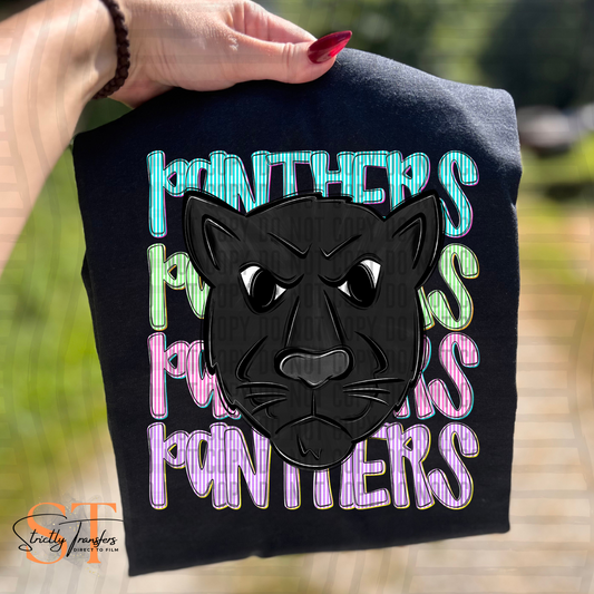 Panthers Seersucker Mascot Head Direct to Film Transfers