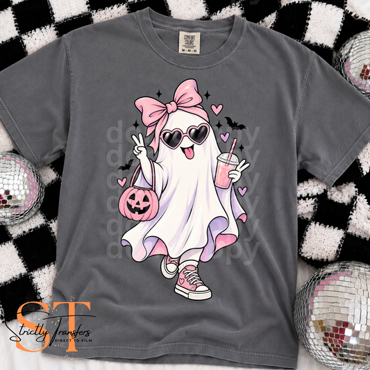 Pink Bow Ghost Direct to Film Transfers