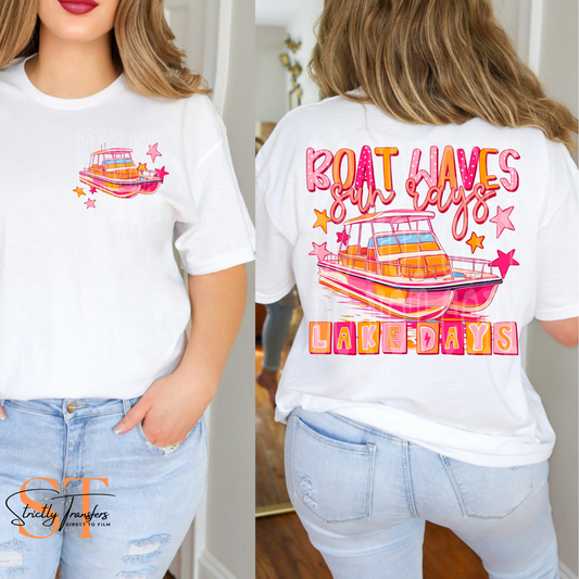 Boat Waves Sun Rays and Lake Days - with pocket design included Direct to Film Transfers