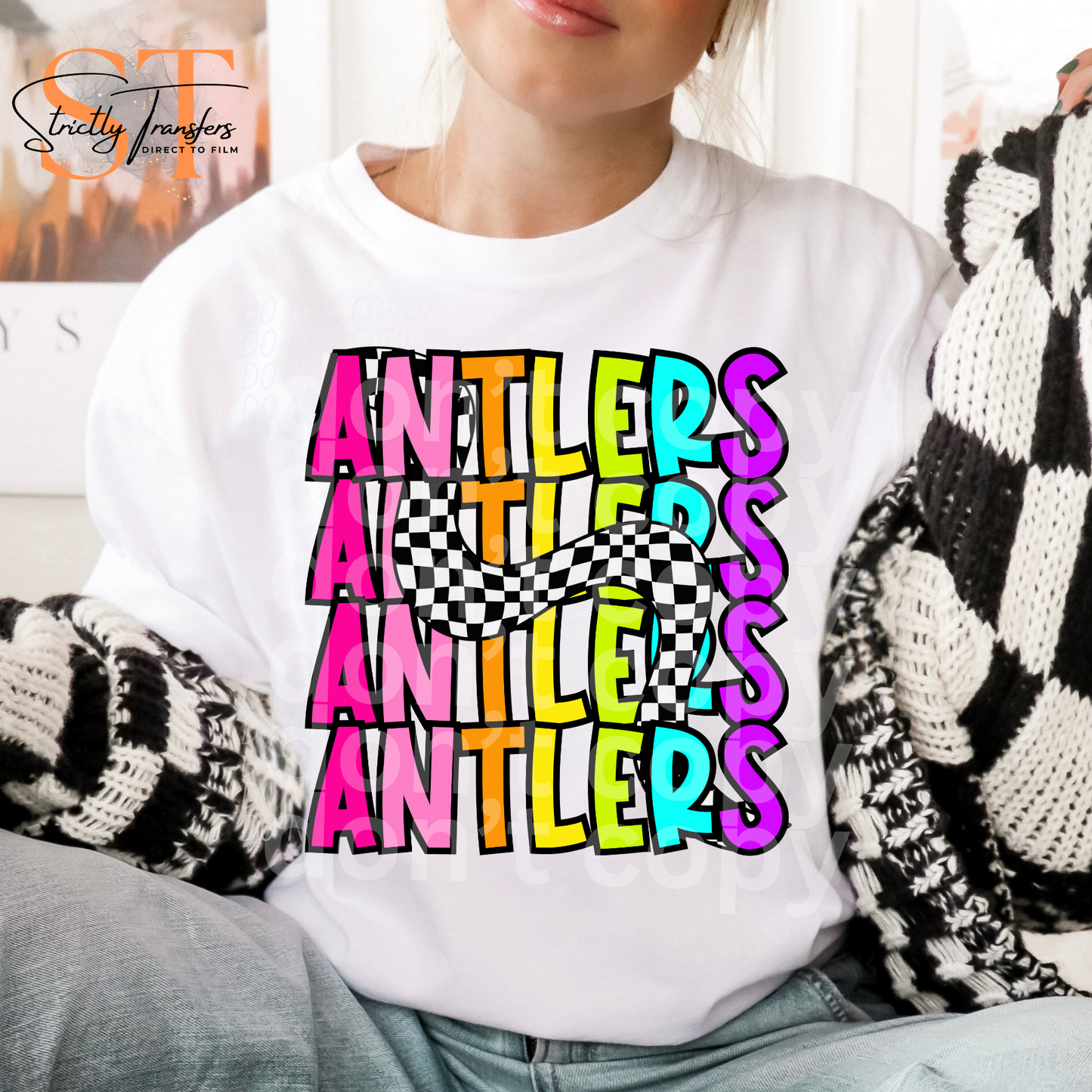 Antlers 80s Stacked Direct to Film Transfers