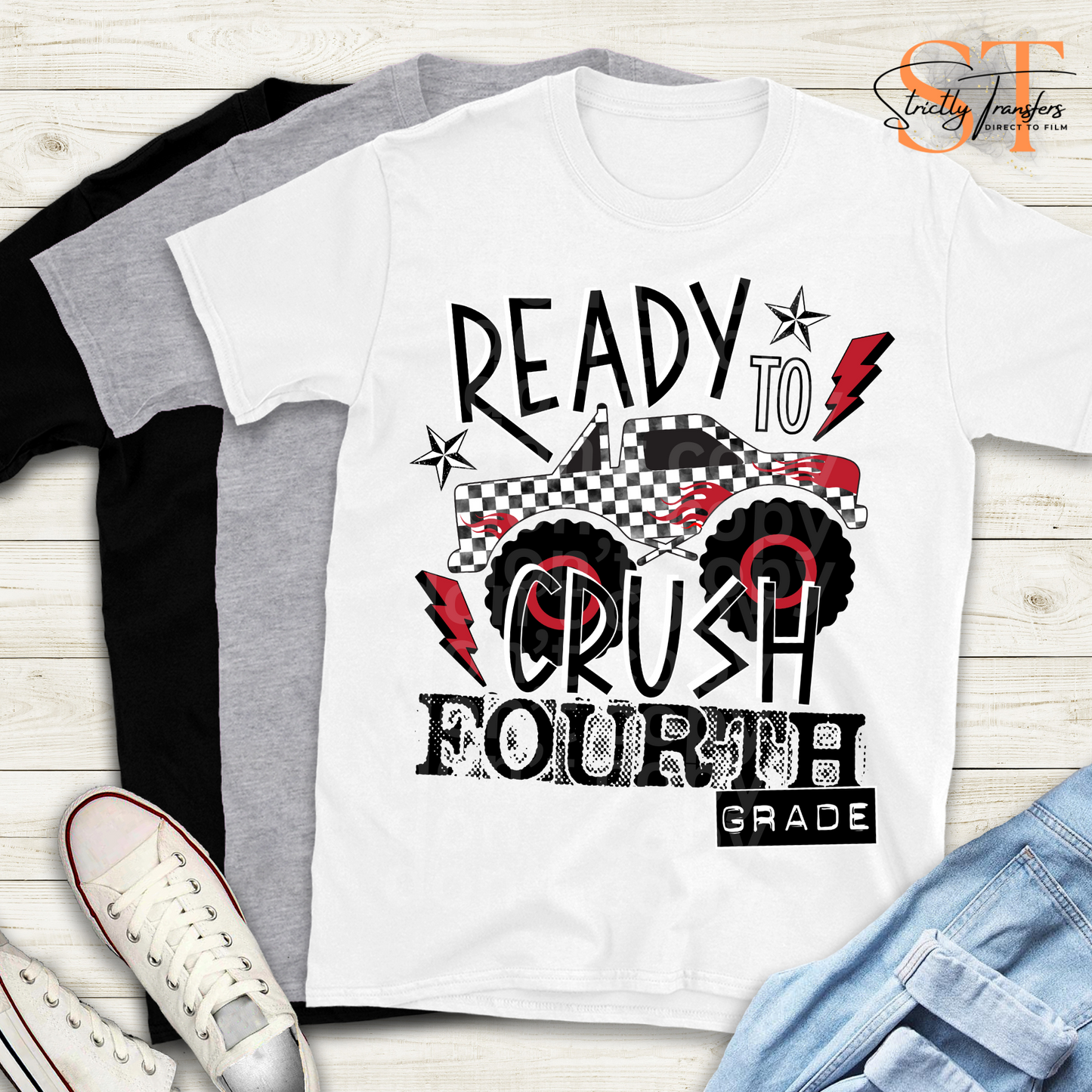 Read to Crush Red & Black Grade Levels Direct to Film Transfers